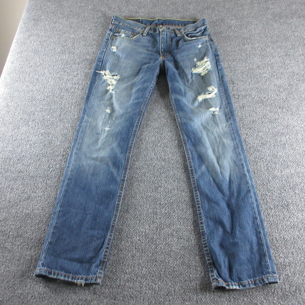 Levis 511 Jeans Mens 30x30 Blue Slim Straight Medium Wash Distressed Denim